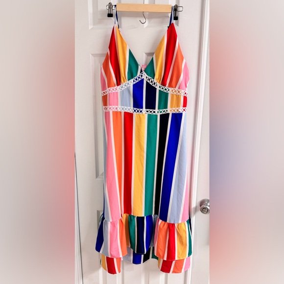 SHEIN Dresses & Skirts - SHEIN Colorblock Midi Dress with Adjustable Spaghetti Straps